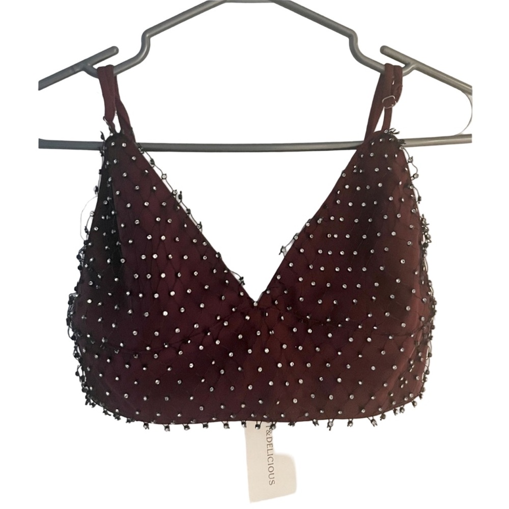 NWT HOT&DELICIOUS rhinestone crop top